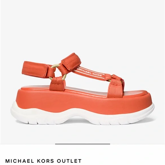 Michael Kors Red Sandals with Logo Straps - Picture 5 of 7